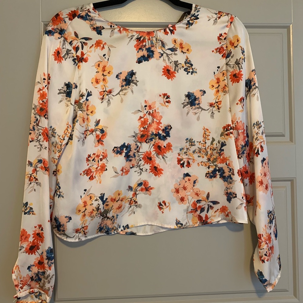 Zara printed cropped blouse